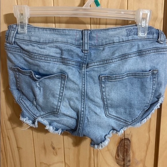 PINK Victoria's Secret Light Blue Distressed Jean Shorts - Picture 3 of 5